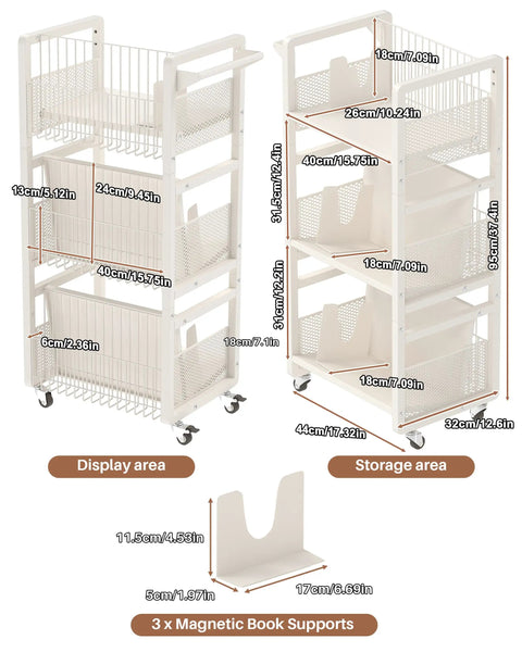 Stack It Up Heavy Duty Rolling Book Cart Built Different For Maximum Storage Features Three Spacious Shelves And Magnetic Bookends Perfect For Busy Classrooms Today