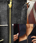 80-Piece Metal Zipper Repair Kit With Top And Bottom Stoppers, Insert Pins, shown on various clothing in four colors and sizes