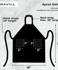 Black Waterproof Apron With Two Pockets 35 Inch Heavy Duty Plastic Dishwashing And All Purpose Work Apron diagram with measurements