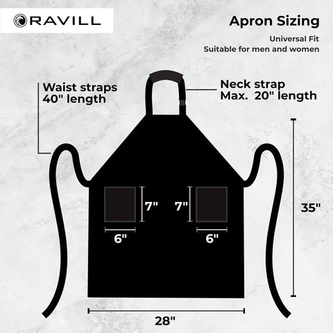 Black Waterproof Apron With Two Pockets 35 Inch Heavy Duty Plastic Dishwashing And All Purpose Work Apron diagram with measurements