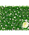 Expandable Faux Ivy Fence Screen for Balcony and Patio 16x45 Inch Closed Expands to 92 Inch Wide Willow Frame with Realistic Ivy and Flowers