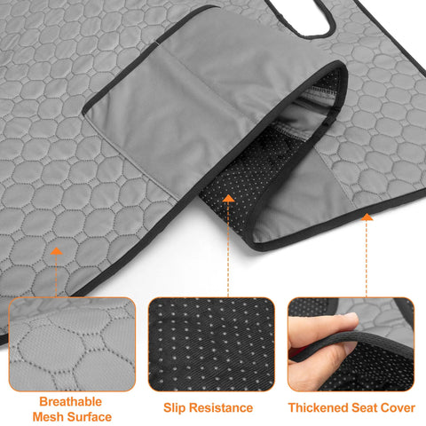 Heavy Duty Golf Cart Seat Covers With Four Front Pockets And Non Slip Bottom Universal Fit For Ezgo Yamaha Club Car Two Seater, grey padded mesh.