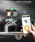 4x360 Green Laser Level With Remote And App Control Self Leveling Cross Line Laser in use with smartphone app interface
