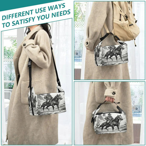 Cowboy Themed Lunch Box With A Horse Ride Design For Women And Men Reusable Insulated Lunch Tote Leakproof Cute Cooler
