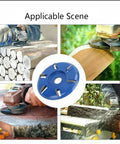 Angle Grinder Wood Carving Disc With Arc Teeth Six Teeth Turbo Carving Blade For Woodworking Shaping And Grinding 90mm Diameter 16mm Bore Pro Grade DIY Ready Tool in use on various wood projects.
