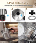Electric Milk Frother And Steamer 16.9 Oz Four In One Silent And Durable Dishwasher Safe Foam Maker for easy cleaning