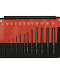 Pilot Punch 12 Piece Set In A Kit Bag With Black Oxide Finish For Driving And Removing Roll Pins Made In USA in pouch