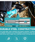 Earth Auger Bit Adapter With 7 16th Inch Hex Shank Compatible With Makita DDG460 Cordless Earth Augers Converts Driver To Standard Spiral Bits Industrial Grade Beefy Drill Bit Accessory, displayed in use with drill