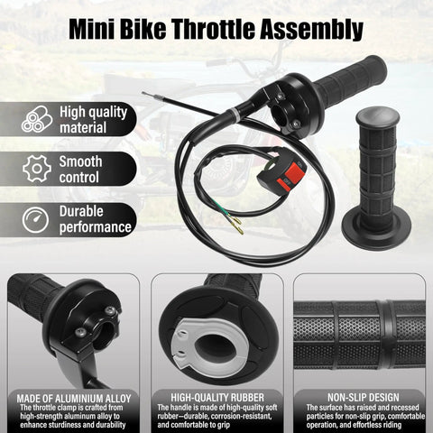 BeefedUp 7/8 Inch Twist Throttle And Cable Kit For Mini Bikes Replacement Fits BT200X CT200U EX MB200 Predator 212cc And 196cc Engines With Cruise Control Black