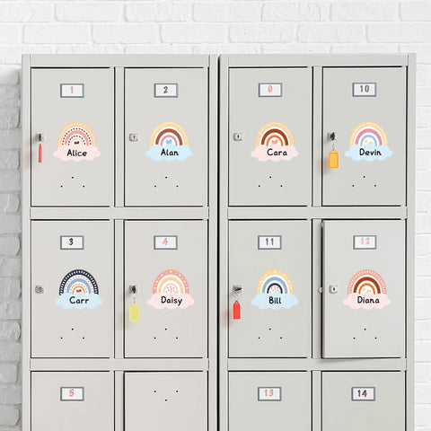 Lockers with 192 Piece Boho Rainbow Name Tags Self Adhesive Labels For Classroom Bulletin Boards Educational Activities And Desk Decor