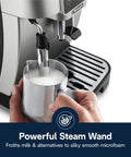 Magnifica Start Automatic Espresso Machine With Built-In Grinder And Manual Milk Frother, close-up of frothing milk