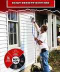 Professional Airless Paint Sprayer Pumping 3300 Psi And 0.47 GPM Flow Rate, used by a man to paint exterior wall.