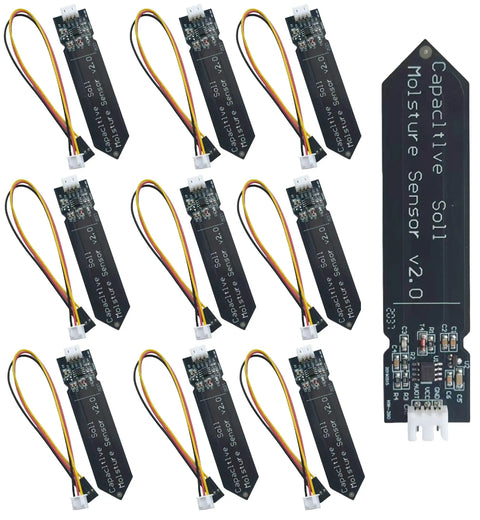 Ten Pack Capacitive Soil Moisture Sensor Modules 3.3V For Arduino And Raspberry Pi DIY Maker Projects Includes Ten Sensors And Ten Connecting Wires