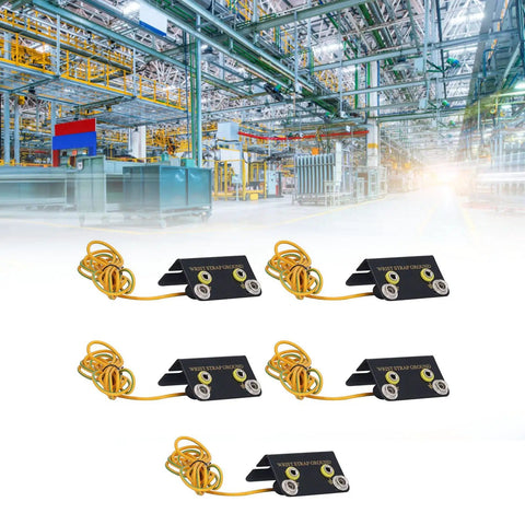 5PCS ESD Wrist Strap Ground Socket Kit with L Shaped Ring Connector and 1.75m Cable displayed in industrial setting.