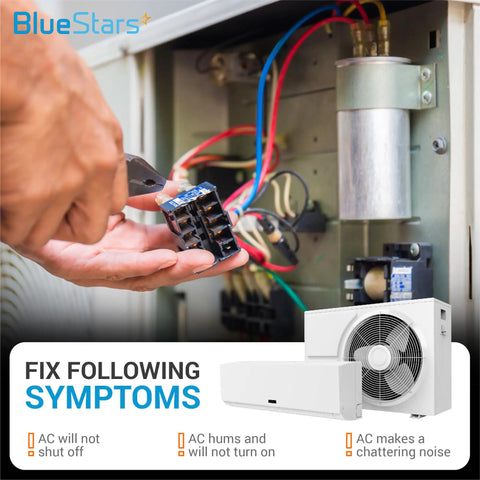 Technician installing Beefy 4 Pole 40 Amp 120V AC Contactor For Relays, Air Conditioners, Heat Pumps, Refrigeration Systems.