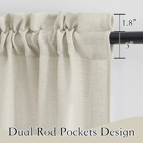 Close-up of Cozy Angora Linen Textured Semi Sheer Window Curtain Set 2 Panels 36x36 Inches Rod Pocket Valances Tiers