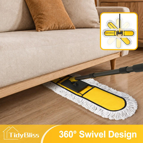 Pro Level Heavy Duty 36 Inch Commercial Dust Mop With Adjustable Telescoping Handle Industrial Janitor Broom under couch.