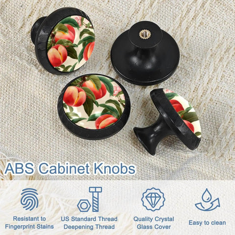 4 Pieces Round Cabinet Knobs And Drawer Pulls Set For Home Kitchen And Bathroom with peach design on beige fabric