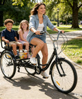 Heavy Duty 24 Inch Adult Tricycle With 7 Speed Gearing Three Wheel Bike With Rear Basket Supports Up To 550 Lbs Ideal For Seniors Women And Men Great For Picnics Exercise Shopping Durable High Carbon Steel Frame Long 44 Inch Rear Axle, black
