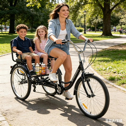 Heavy Duty 24 Inch Adult Tricycle With 7 Speed Gearing Three Wheel Bike With Rear Basket Supports Up To 550 Lbs Ideal For Seniors Women And Men Great For Picnics Exercise Shopping Durable High Carbon Steel Frame Long 44 Inch Rear Axle, black