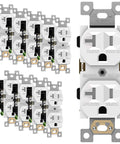 Tamper Resistant Duplex Receptacle Outlets Commercial Grade 20A 125V Self Grounding 2 Pole 3 Wire 5 20R UL Listed White 10 Pack