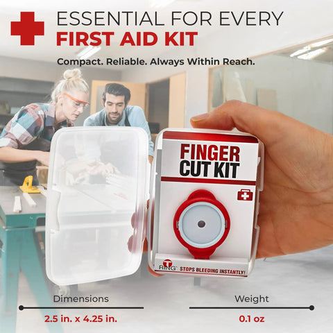 Finger Cut Tourniquet Wound Care Kit For Quick At Home Or Grab And Go First Aid with tourniquet in white plastic case