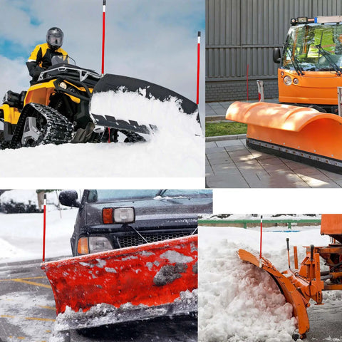 27 Inch Snow Plow Blade Marking Guide Kit with red internal steel wire core on various snow plows and vehicles