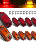 10 Pack 2.5 Inch LED Trailer Lights Kit With Screws Waterproof Oval Surface Mount Marker Lamps For 12V Truck Boat RV Red Yellow