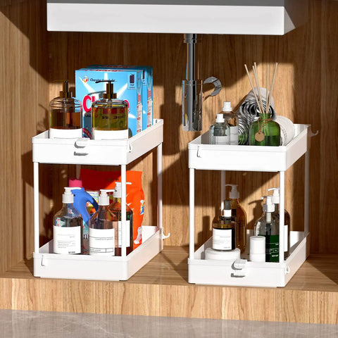 4 Tier Rolling Storage Cart Great For Tight Spaces On Wheels A Mobile Shelving Unit For Kitchen Bathroom Laundry Room White, under sink