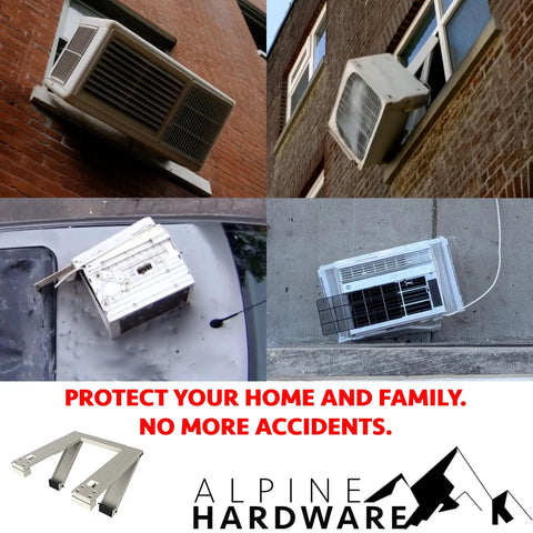 Universal Window Air Conditioner Bracket Heavy Duty Support For 12000 BTU To 24000 BTU Units Installed, Preventing AC Falls.