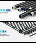 Components of 4-Tier Heavy Duty Wire Shelving Unit For Warehouse And Supermarket; thickened pipes and solid mesh shown.