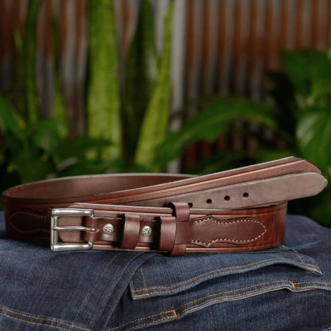 Men's Leather Belt 1.75 Inch Wide For Work Casual And Dress Built To Last Durable Brown Belt With Classic Style on Jeans