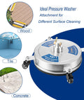 16.5 Inch Pressure Washer Surface Cleaner With Four Wheels 1/4 Inch Quick Connect Stainless Steel Attachment Beast Tough Build