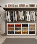 Heavy Duty Foldable Storage Bins With Smooth Rolling Wheels And Secure Door Lock Spacious Collapsible Plastic Containers For Closets Garage Attic Stackable Home Organizers No Sweat Assembly in a stylish closet.