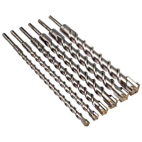 6 Piece Carbide Tipped Masonry Drill Bit Set SDS Plus For Rotary Hammer 13 Inch Total Length Built Tough Workhorse For Concrete Brick Tile High Speed Steel Bits Durable Heavy Duty Masonry Drill Bits For Real World Jobs