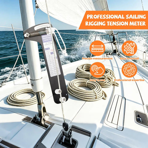 PT2 Sailboat Rigging Tension Gauge With Hands Free Operation Pro Grade Force Meter For Wire Rope And Standing Rigging Measures Three Sixteenths Seven Thirty Seconds And Quarter Inch Cables Up to Two Thousand Pounds on sailboat rigging