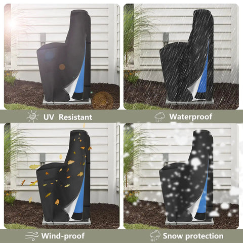 Water Softener Cover With Split Zipper And UV Shield Outdoor Brine Tank Cover Waterproof All Weather Protection 64 Inch Black