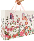 Extra Large 16.5 Inch 3D Butterfly Gift Bag Set With Handles, Greeting Card, Pink Tissue Paper And Stickers, Floral Design Gift Bags For Women And Girls For Birthday, Mothers Day, Wedding, Anniversary, 1 Pack displayed in hand