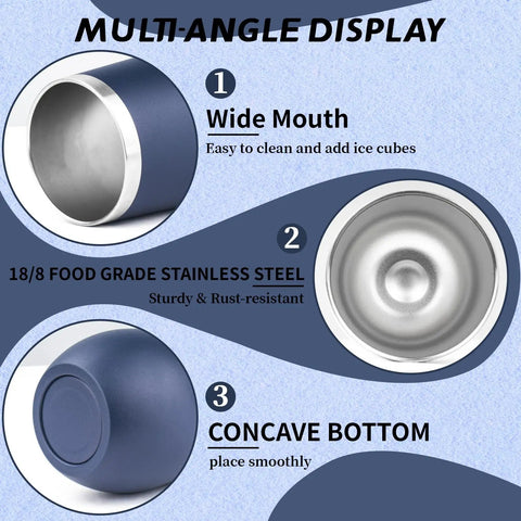 Multi-angle display of 12oz Double Wall Vacuum Insulated Stemless Wine Tumbler With Straw And Lid Stainless Steel Cup.