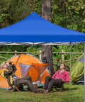 10x10 Foot Pop Up Canopy Tent No Fuss Setup Heavy Duty Sun Shade Shelter With Sand Bags Portable Instant Canopy in a camping scene
