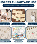 150 Pack Clear Push Pins Holding Papers Secure On Cork Boards Bulletin Walls And Shadow Boxes Includes Rust Proof Thumbtacks In A Snappy Caddy for decorative uses like hanging keys and marking maps.