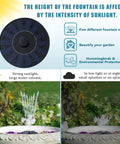 Solar Powered Bird Bath Fountain Pump For Backyard Birds, Floating 6.3-Inch Unit With 7V 1.4W Panel in action, dual spray patterns