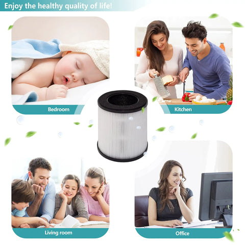 3 In 1 H13 True HEPA Filter Replacement for B-D02L Air Purifiers in bedroom, kitchen, living room, and office settings