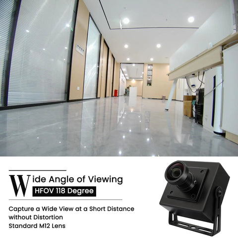 1080P 120FPS High Speed USB Camera With M12 Wide Angle 12MP IMX577 Sensor Lightburn Compatible, showing wide office view