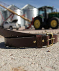 Men's Bridle Leather Belt With Classic Harness Buckle And Scratchless Design, Durable Full Grain Leather For Dope Everyday Workwear