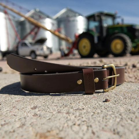 Men's Bridle Leather Belt With Classic Harness Buckle And Scratchless Design, Durable Full Grain Leather For Dope Everyday Workwear