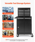 Rolling Tool Chest And Cabinet Set 2 In 1 Design With Five Drawers And Detachable Top Tool Box for versatile storage