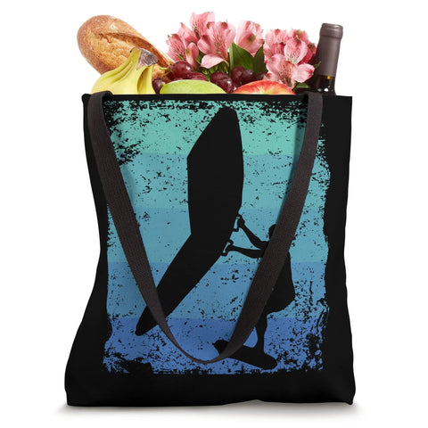 Dope Retro Wing Foil Wingsurfing Tote Bag For Wingboarding Fans With Vintage Style Design 16 Inch Square Carryall Two 14 Inch Handles
