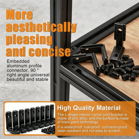 75 Pieces 2020 Aluminum Extrusion Black Corner Bracket Set For T Slot 8020 2040 Heavy Duty L Shape Right Angle Connectors