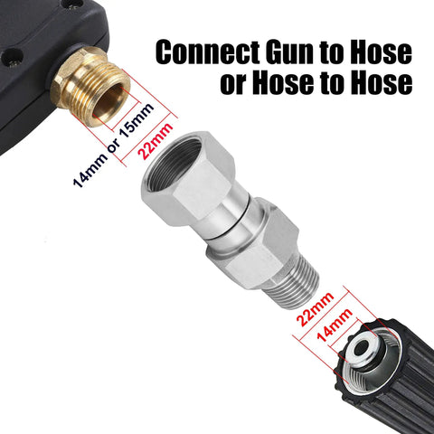 High Performance Pressure Washer Swivel Fitting With M22 14mm Threads 4500 PSI 360 Degree Rotation No Sweat Hose Twist Hot Water Compatible Up To 120 Celsius Eliminates Hose Twist And Kink Reduces Strain On Your Gun And Hose brass swivel fitting for 14mm and 22mm hose connections